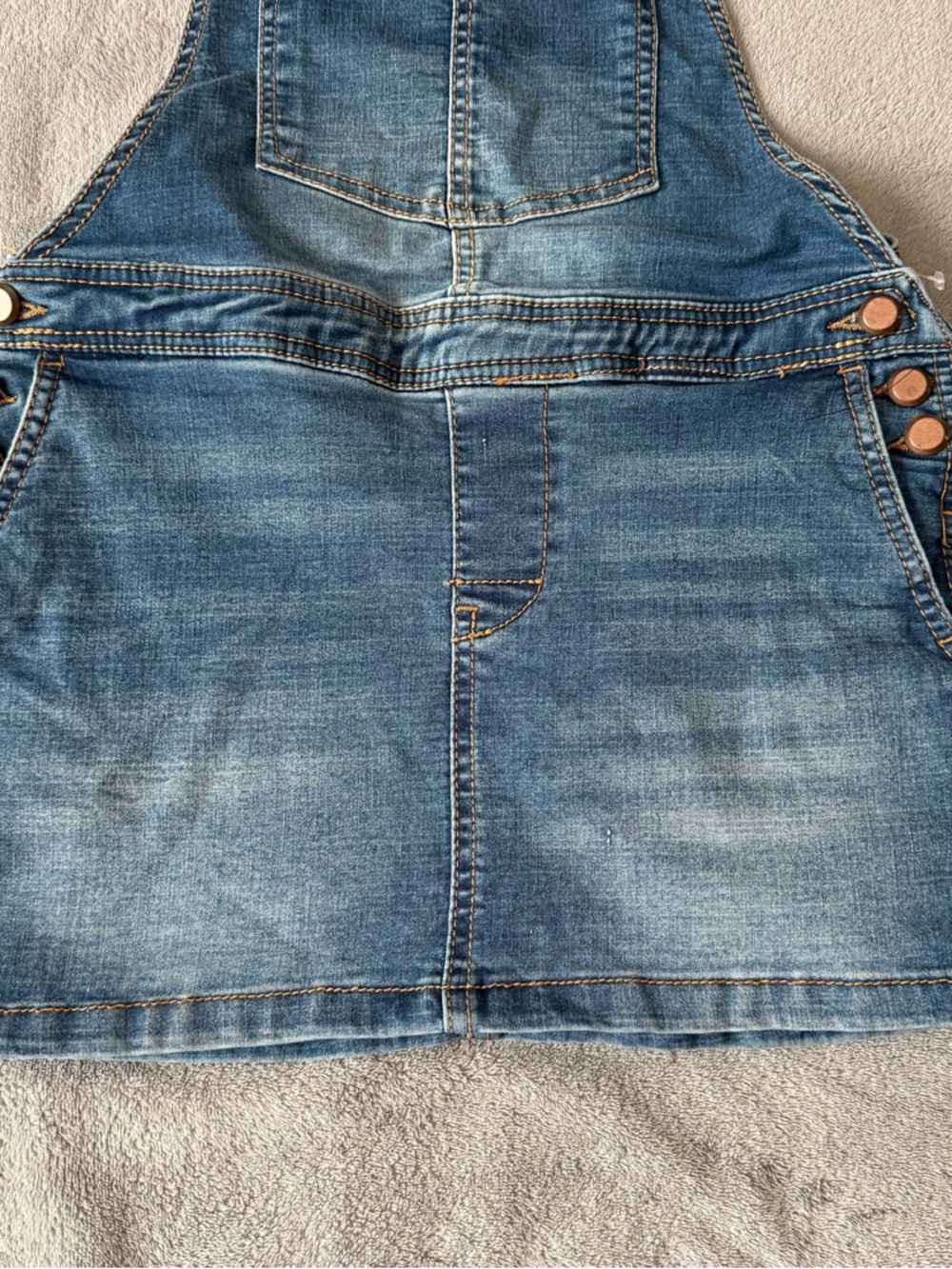 Love Trends Blue Denim Overall Jumper Dress Skirtall Size S Mini Jean Pinafore - Picture 4 of 14